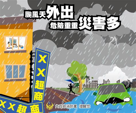 颱風天注意事項|內政部消防署消防防災館 > 防災知識一起學 > 防颱準。